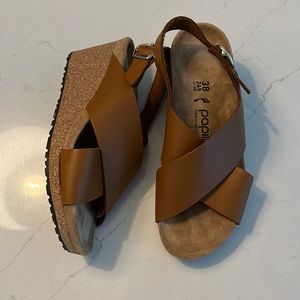 Birkenstock Papillio Size 38 Brown Leather Wedge